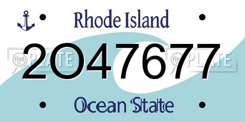 2O47677 Rhode Island License Plate