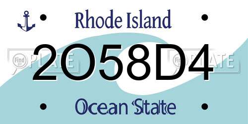 2O58D4 Rhode Island License Plate