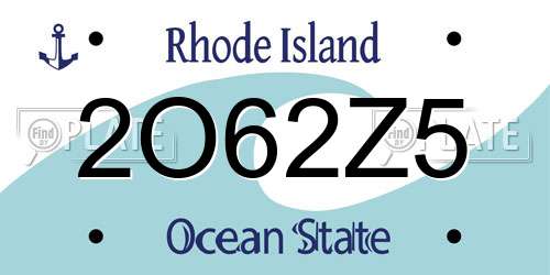 2O62Z5 Rhode Island License Plate