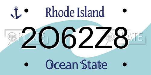 2O62Z8 Rhode Island License Plate