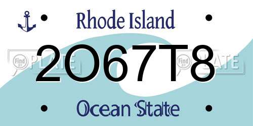 2O67T8 Rhode Island License Plate