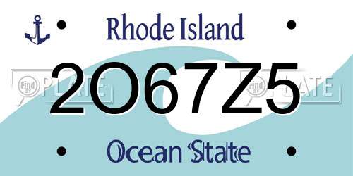 2O67Z5 Rhode Island License Plate