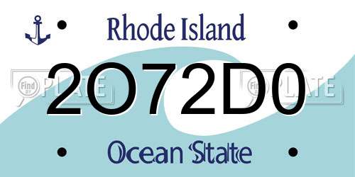 2O72D0 Rhode Island License Plate
