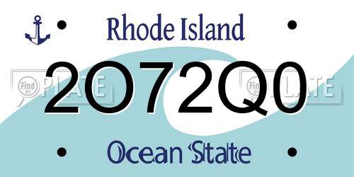 2O72Q0 Rhode Island License Plate