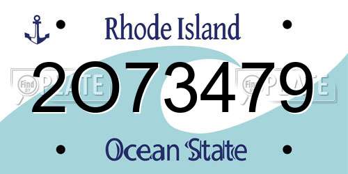 2O73479 Rhode Island License Plate