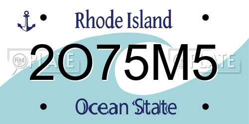 2O75M5 Rhode Island License Plate