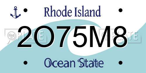 2O75M8 Rhode Island License Plate