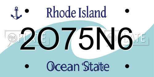 2O75N6 Rhode Island License Plate