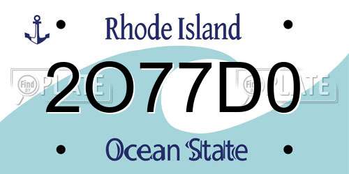 2O77D0 Rhode Island License Plate