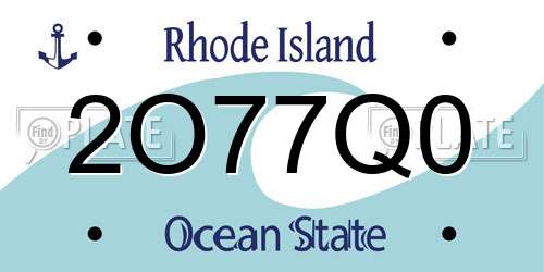 2O77Q0 Rhode Island License Plate