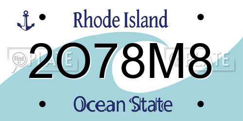 2O78M8 Rhode Island License Plate