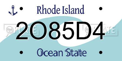 2O85D4 Rhode Island License Plate