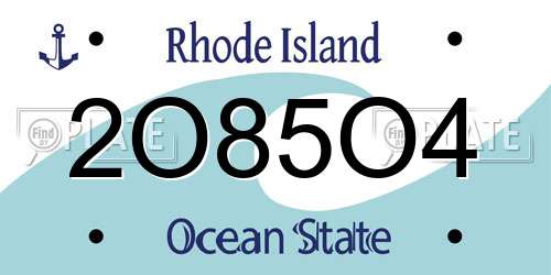 2O85O4 Rhode Island License Plate