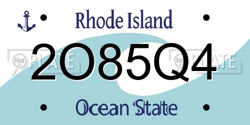 2O85Q4 Rhode Island License Plate
