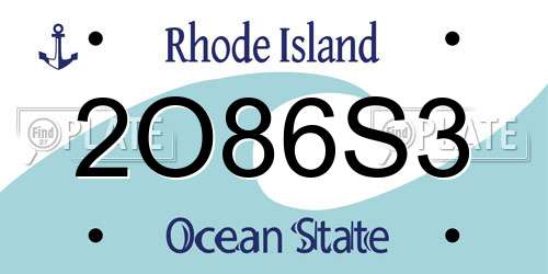 2O86S3 Rhode Island License Plate