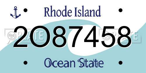 2O87458 Rhode Island License Plate