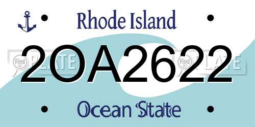 2OA2622 Rhode Island License Plate