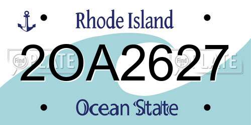 2OA2627 Rhode Island License Plate