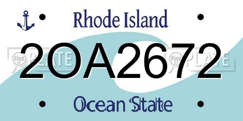 2OA2672 Rhode Island License Plate