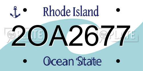 2OA2677 Rhode Island License Plate