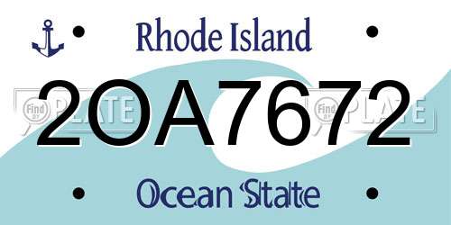 2OA7672 Rhode Island License Plate