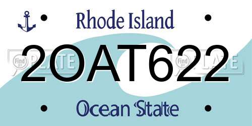 2OAT622 Rhode Island License Plate