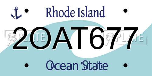 2OAT677 Rhode Island License Plate