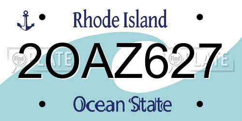 2OAZ627 Rhode Island License Plate