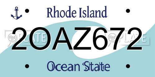 2OAZ672 Rhode Island License Plate