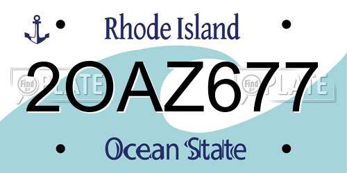 2OAZ677 Rhode Island License Plate