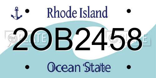 2OB2458 Rhode Island License Plate
