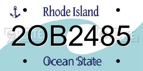 2OB2485 Rhode Island License Plate