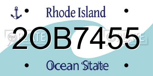 2OB7455 Rhode Island License Plate