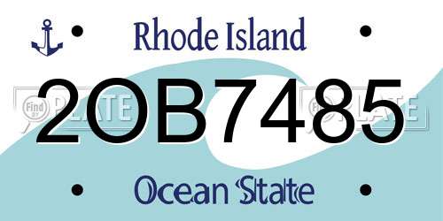 2OB7485 Rhode Island License Plate