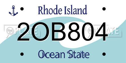 2OB804 Rhode Island License Plate