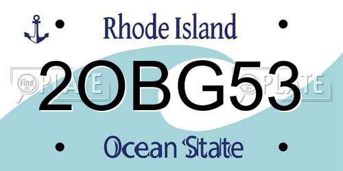 2OBG53 Rhode Island License Plate