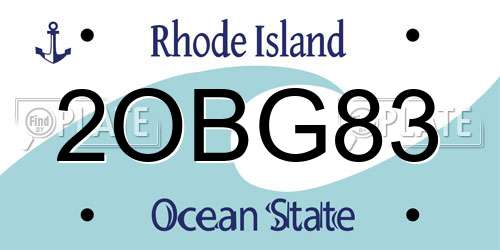 2OBG83 Rhode Island License Plate