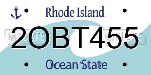2OBT455 Rhode Island License Plate