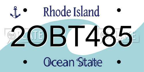 2OBT485 Rhode Island License Plate