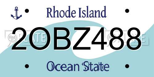 2OBZ488 Rhode Island License Plate