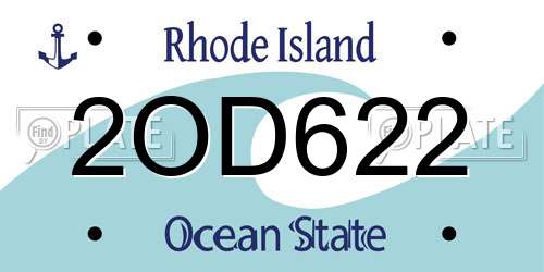 2OD622 Rhode Island License Plate