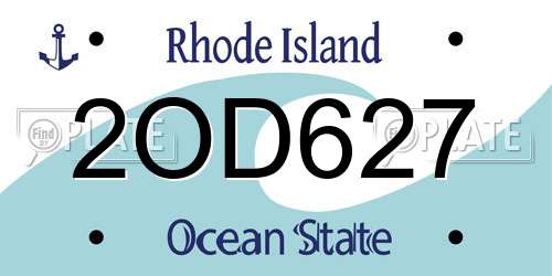 2OD627 Rhode Island License Plate