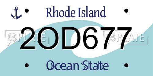 2OD677 Rhode Island License Plate