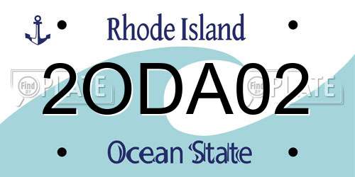 2ODA02 Rhode Island License Plate