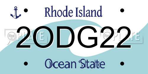 2ODG22 Rhode Island License Plate