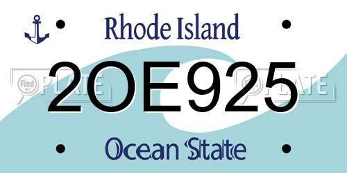 2OE925 Rhode Island License Plate