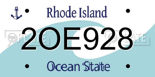 2OE928 Rhode Island License Plate