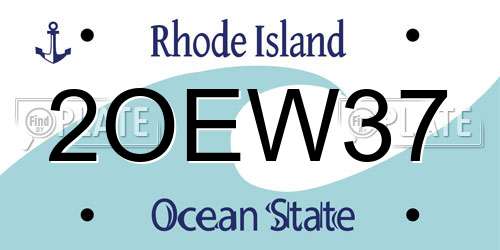 2OEW37 Rhode Island License Plate