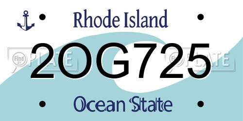 2OG725 Rhode Island License Plate