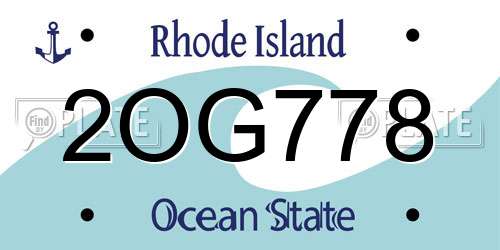 2OG778 Rhode Island License Plate
